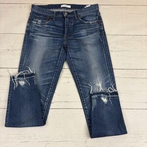 Moussy Vintage Jeans 28 Velma Skinny Womens Mid Rise Blue Distressed Raw Hem